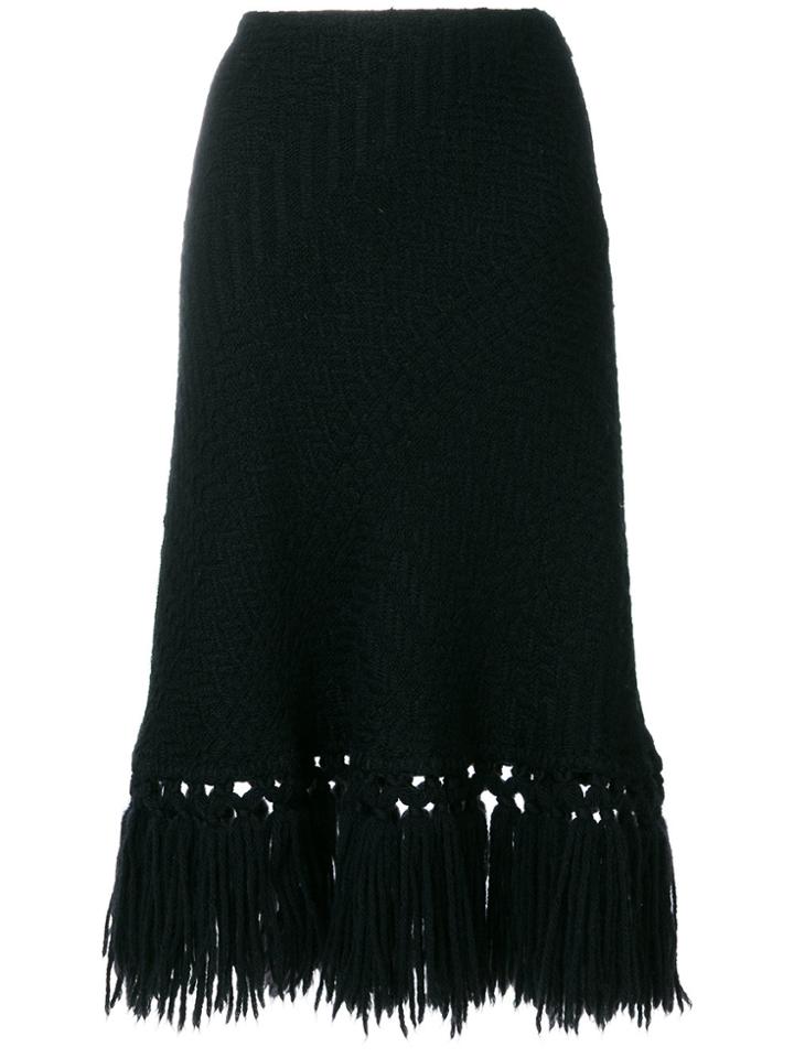 Dolce & Gabbana Vintage Fringed Knitted Skirt - Black