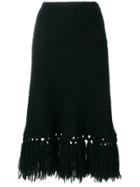 Dolce & Gabbana Vintage Fringed Knitted Skirt - Black