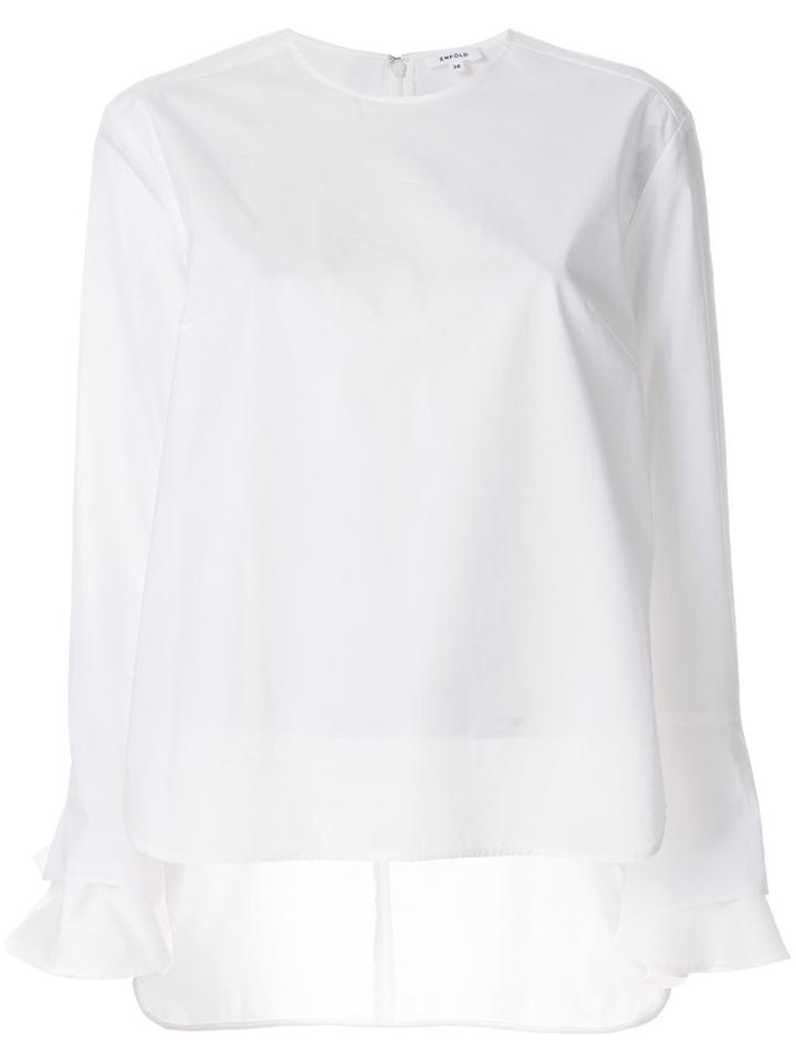 Enföld Cut Out Frill Cuffs Blouse - White