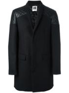 Les Hommes Urban Buttoned Mid Coat, Men's, Size: 50, Black, Cotton/nylon/polyester/wool