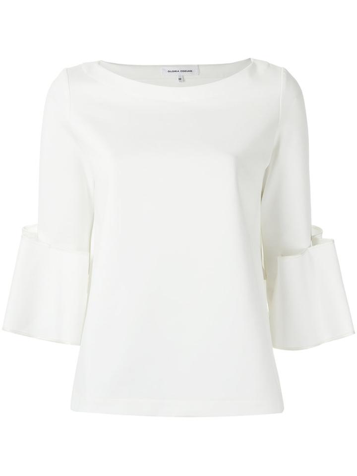 Gloria Coelho - Ruffled Cuffs Blouse - Women - Elastodiene/polyester/viscose - Pp, White, Elastodiene/polyester/viscose