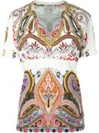 Etro Paisley Print V-neck T-shirt, Women's, Size: 48, Cotton