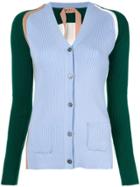 Nº21 Back Cut Out Ribbed Cardigan - Blue