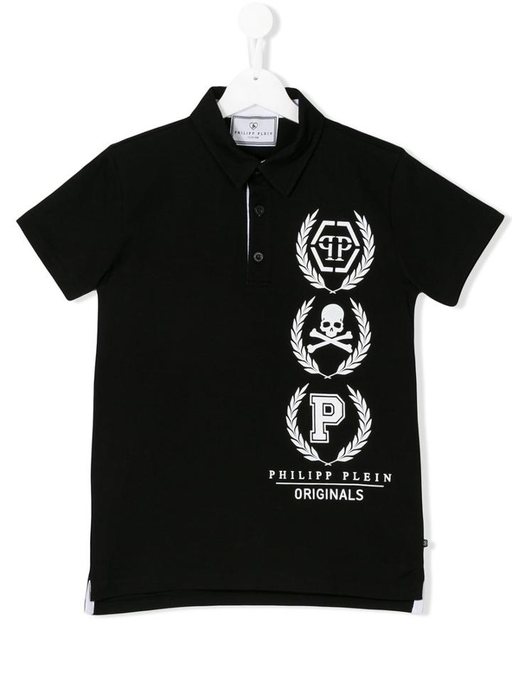 Philipp Plein Kids Skull Print Polo Shirt, Boy's, Size: 16 Yrs, Black