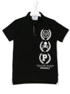 Philipp Plein Kids Skull Print Polo Shirt, Boy's, Size: 16 Yrs, Black