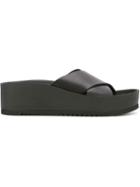 P.a.r.o.s.h. Cross Strap Sliders, Women's, Size: 40, Black, Leather/rubber