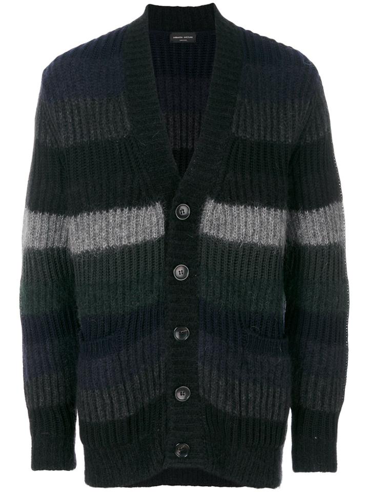 Roberto Collina Striped V-neck Cardigan - Multicolour