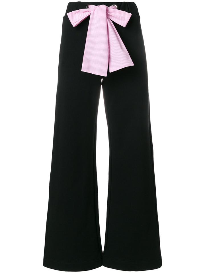 Msgm Bow Belt Wide-leg Trousers - Black