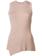 Jason Wu Ribbed Asymmetric Tank Top, Women's, Size: Large, Nude/neutrals, Rayon