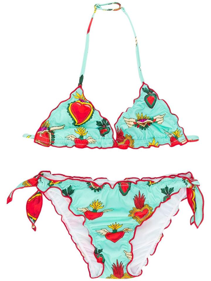 Mc2 Saint Barth Kids Heart Pattern Bikini Set - Green