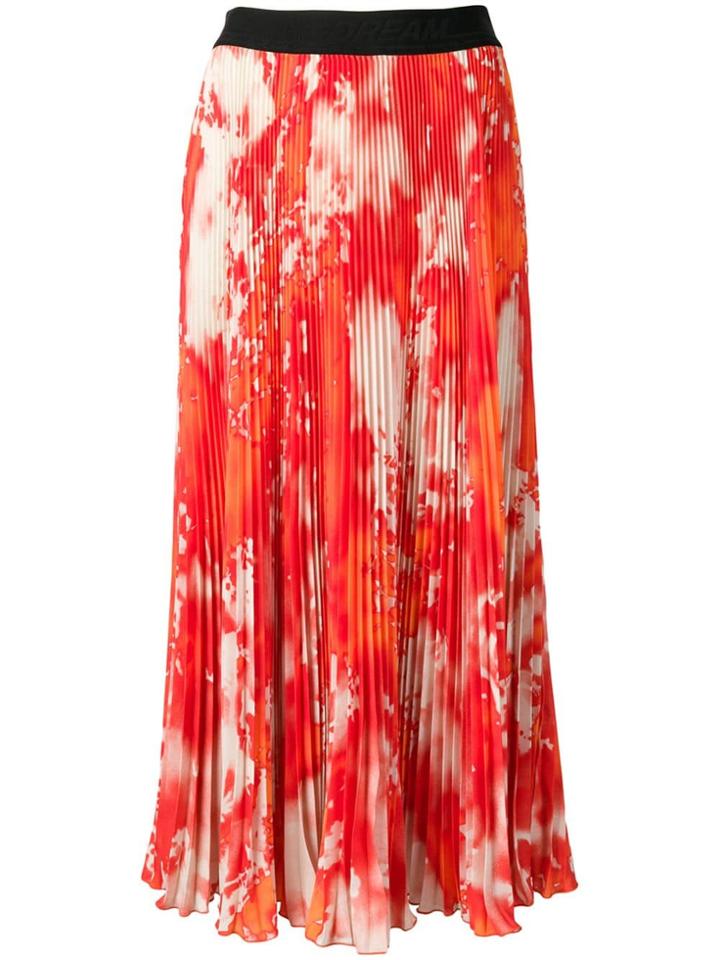 Msgm Micro Pleated Midi Skirt - Orange