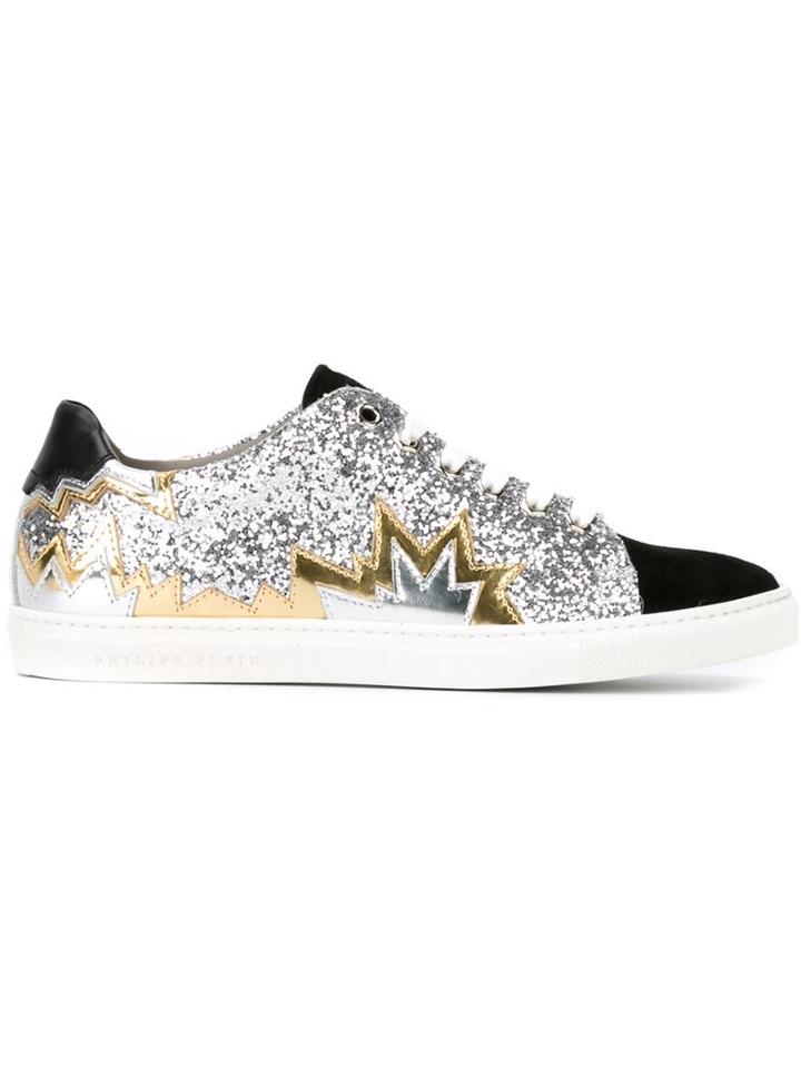 Philipp Plein Super Bomb Sneakers, Women's, Size: 41, Grey, Calf Leather/polyester/leather/rubber