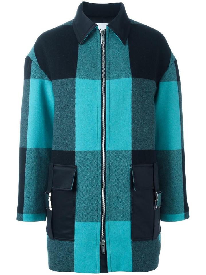 Iceberg Checked Coat, Women's, Size: 40, Blue, Polyamide/polyester/acetate/other Fibers
