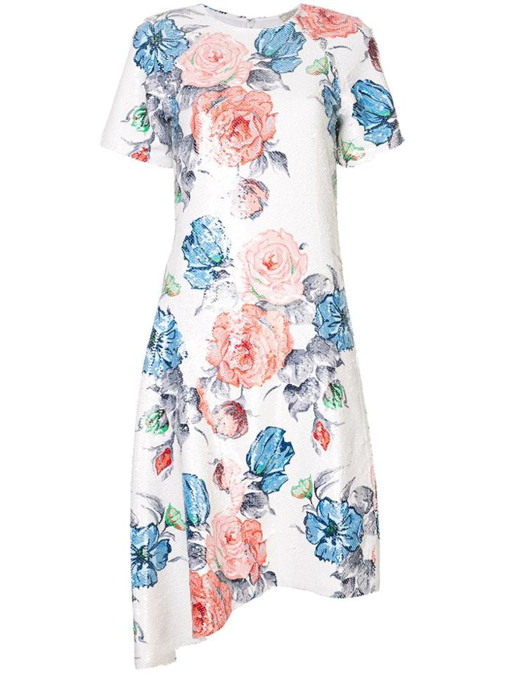 Nina Ricci Sequin Floral Shirt Dress - White