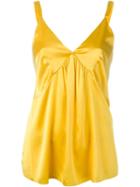 Forte Forte V Neck Top, Women's, Size: 0, Yellow/orange, Silk/spandex/elastane