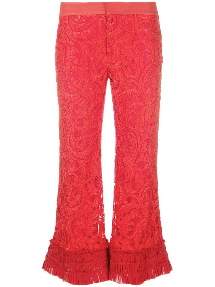 Alexis Lace Cropped Trousers - Red
