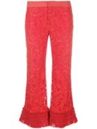 Alexis Lace Cropped Trousers - Red