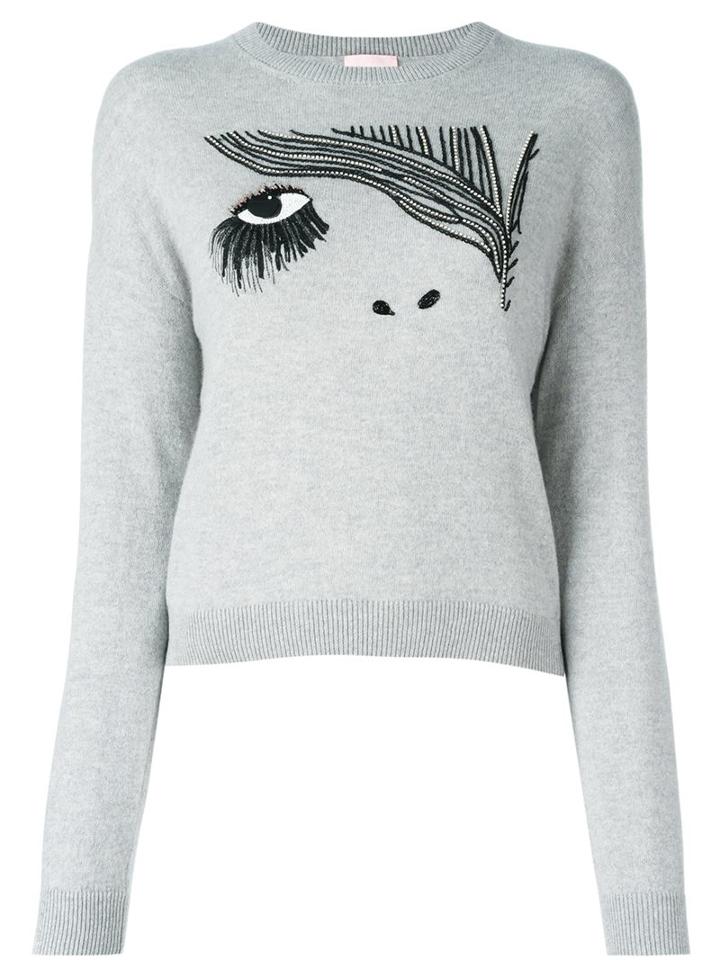 Giamba 'eye's Pullover, Women's, Size: 40, Grey, Virgin Wool