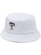 Stussy Logo Embellished Bucket Hat - White