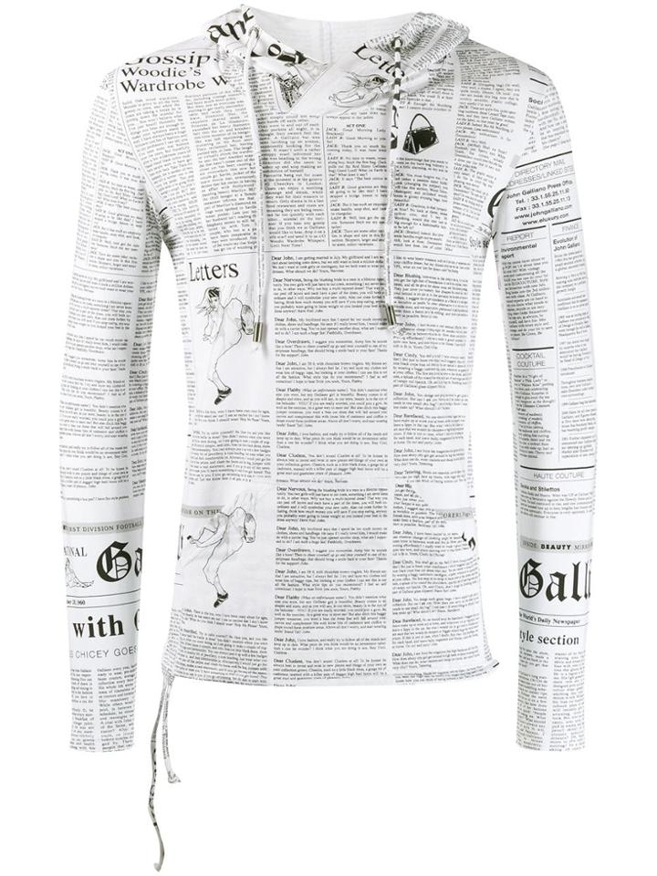 John Galliano Vintage Printed Slim Hoodie - White