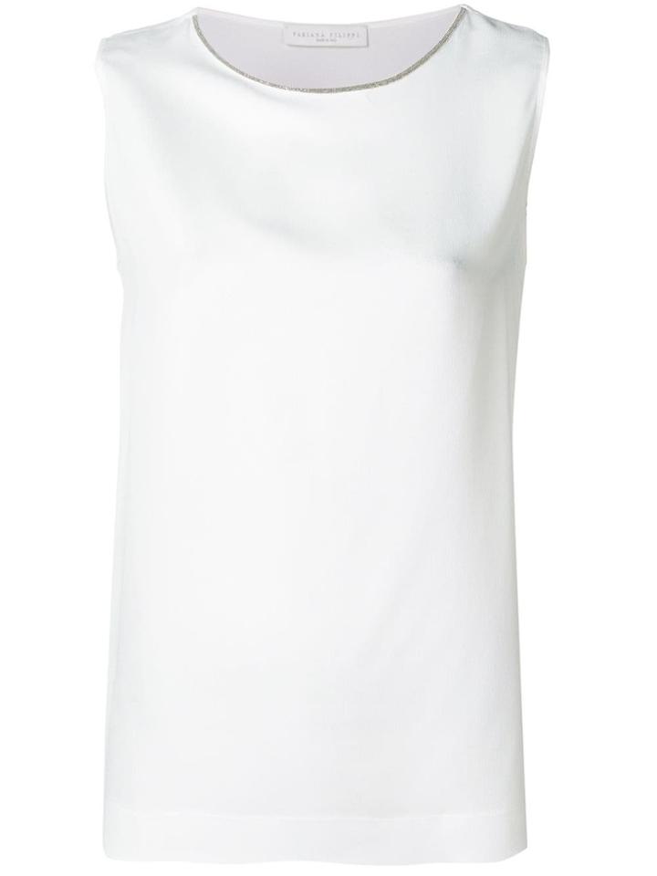 Fabiana Filippi Bead-embellished Crepe Top - White