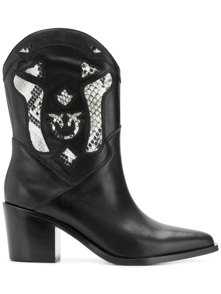Pinko Cowgirl Ankle Boots - Black
