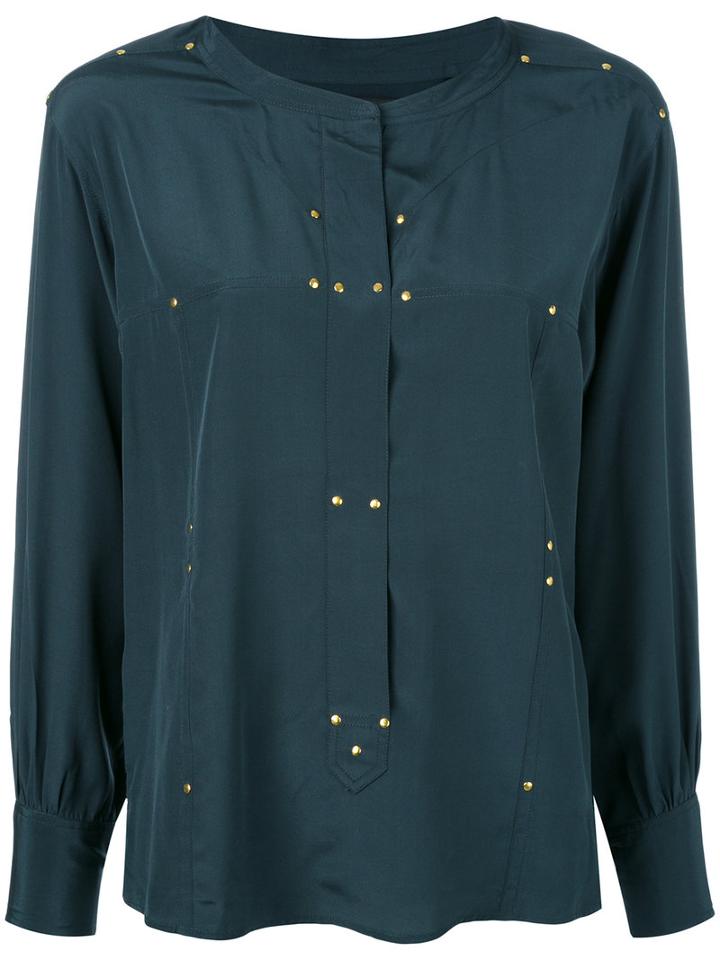 Isabel Marant - Studded Otto Blouse - Women - Silk/brass - 40, Green, Silk/brass