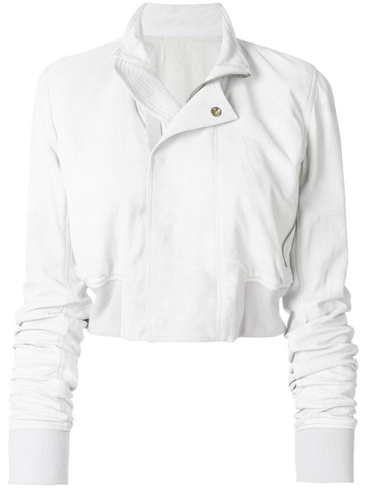 Rick Owens Cropped Bomber Jacket - White