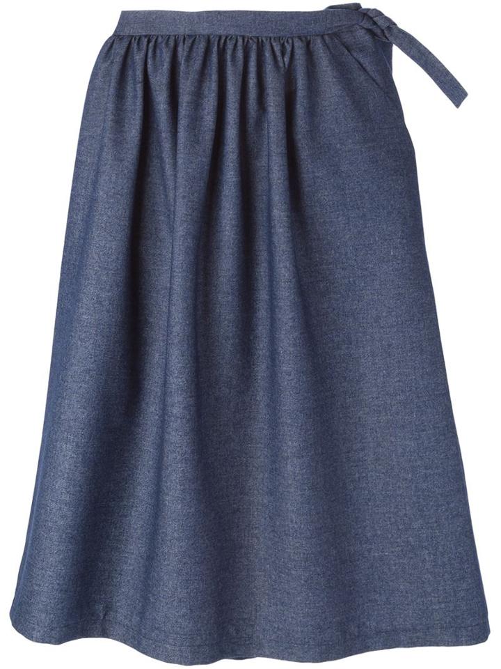 Société Anonyme Side Tie Pleated Midi Skirt, Women's, Size: 44, Blue, Wool