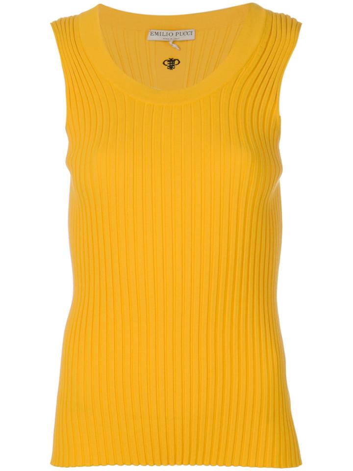 Emilio Pucci - Ribbed Knitted Tank - Women - Polyester/viscose - M, Yellow/orange, Polyester/viscose