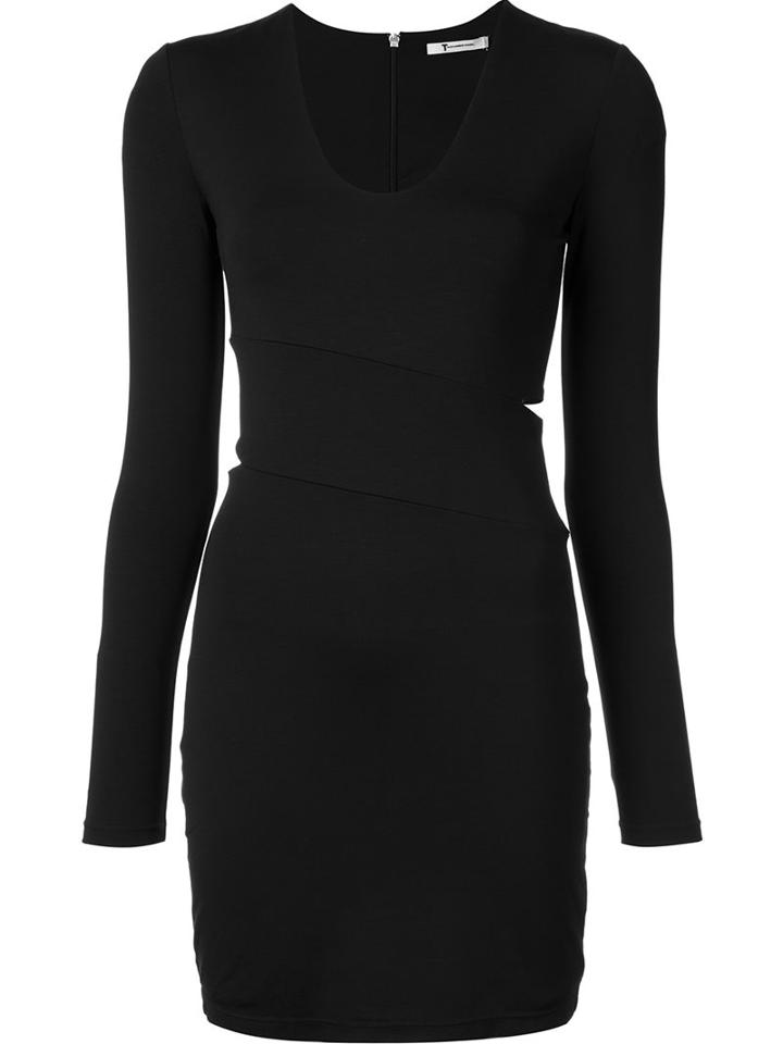 T By Alexander Wang Cut-out Fitted Dress, Women's, Size: Medium, Black, Polyester/spandex/elastane/rayon