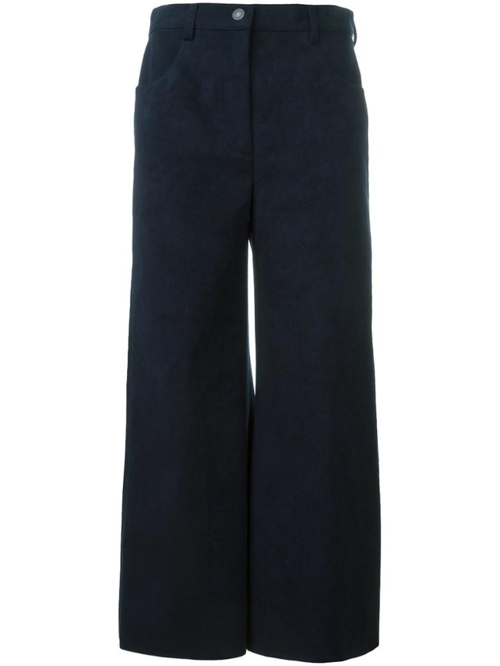 Msgm Faux Suede Cropped Trousers - Blue