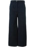 Msgm Faux Suede Cropped Trousers - Blue