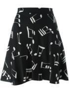 Saint Laurent Music Note Printed Skirt, Women's, Size: 36, Black, Viscose/silk