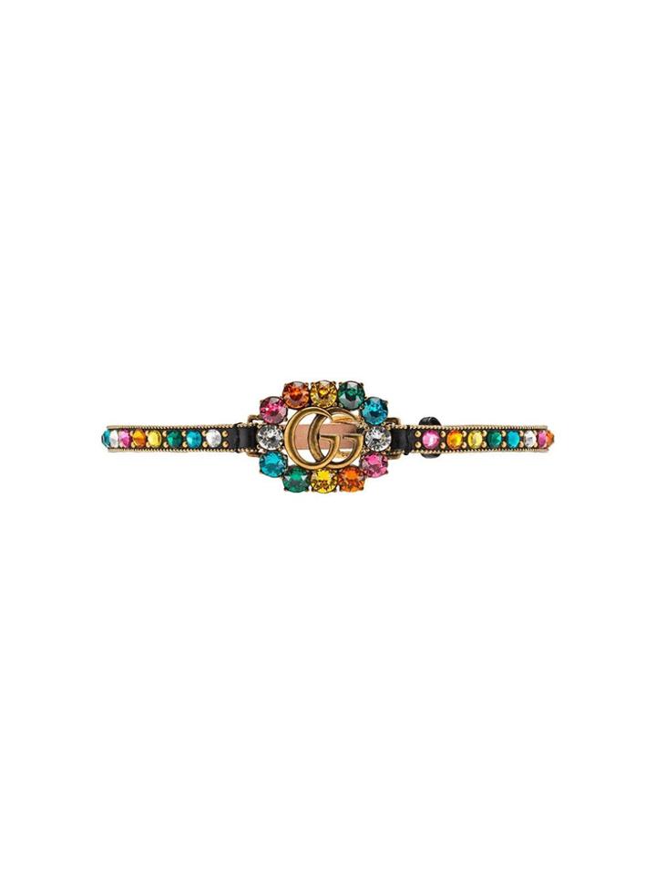 Gucci Leather Choker With Double G - Black