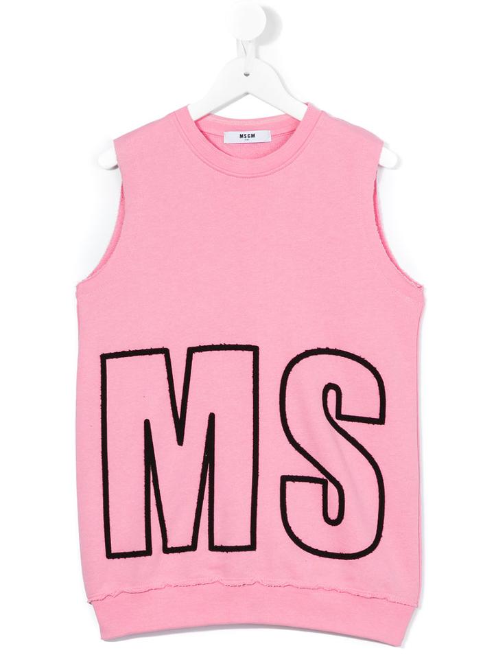 Msgm Kids - Logo Embroidered Sweat Top - Kids - Cotton - 6 Yrs, Girl's, Pink/purple
