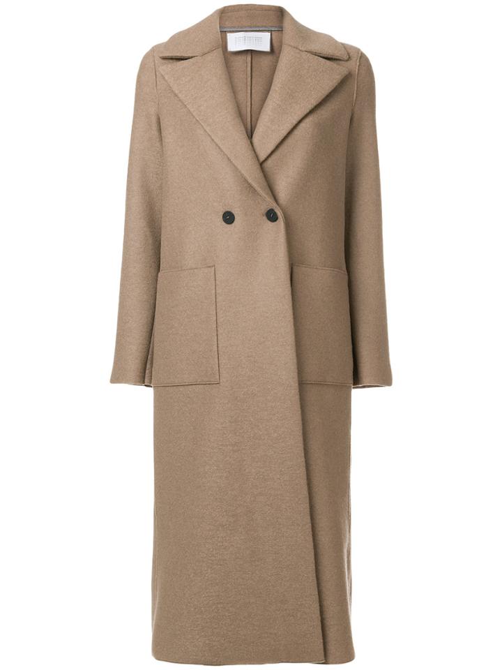 Harris Wharf London Long Double Breasted Coat - Nude & Neutrals