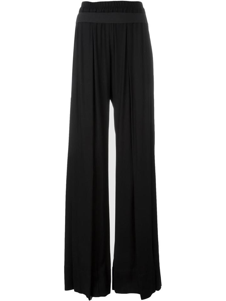 Ann Demeulemeester Pleated Palazzo Pants, Women's, Size: 38, Black, Rayon/cotton