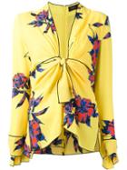 Proenza Schouler Tie-front Floral Blouse, Women's, Size: 6, Yellow/orange, Silk