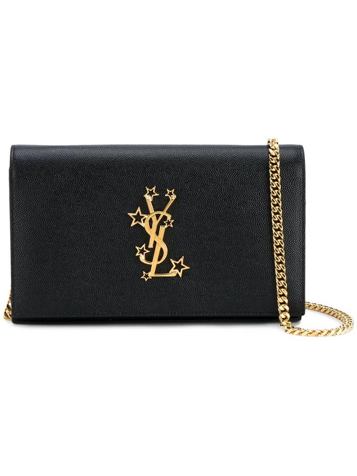 Saint Laurent 'star Monogram' Chain Wallet, Women's, Black