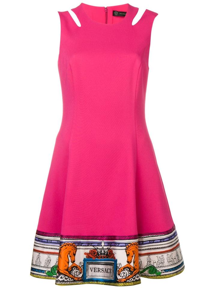 Versace Logo Trim Dress - Pink