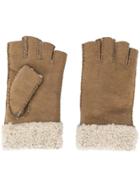 Gala Gloves Half Finger Shearling Gloves - Neutrals