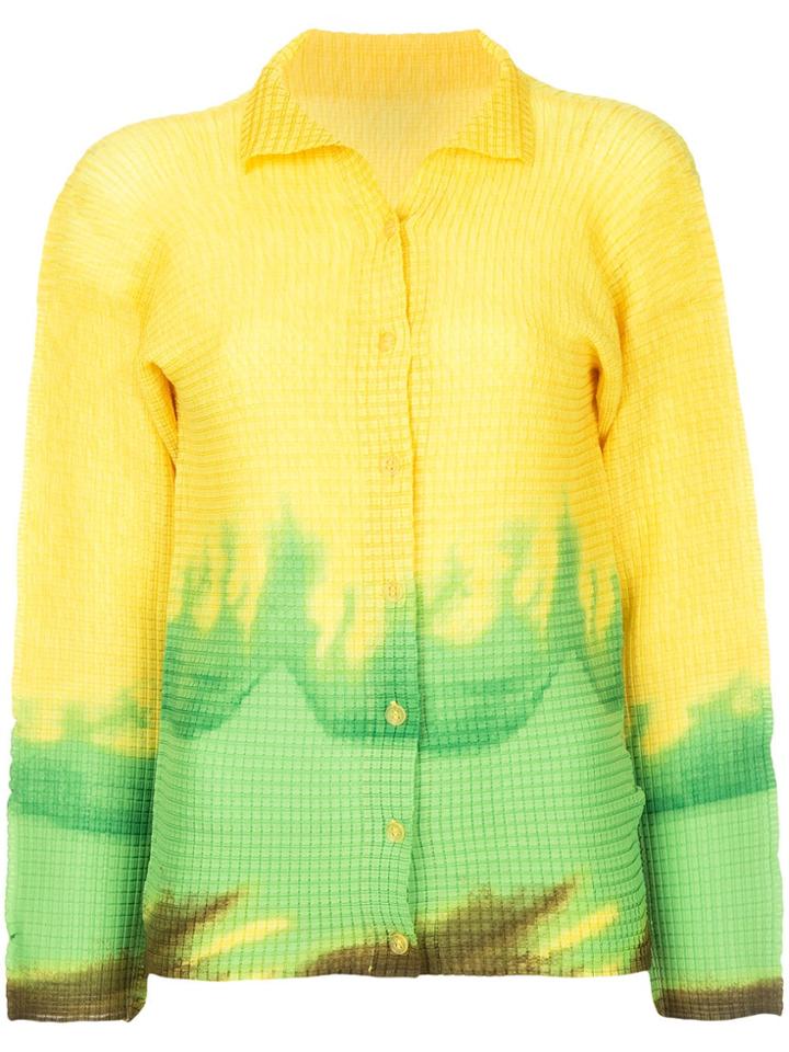 Issey Miyake Vintage Dip Dyed Pleated Shirt - Yellow & Orange