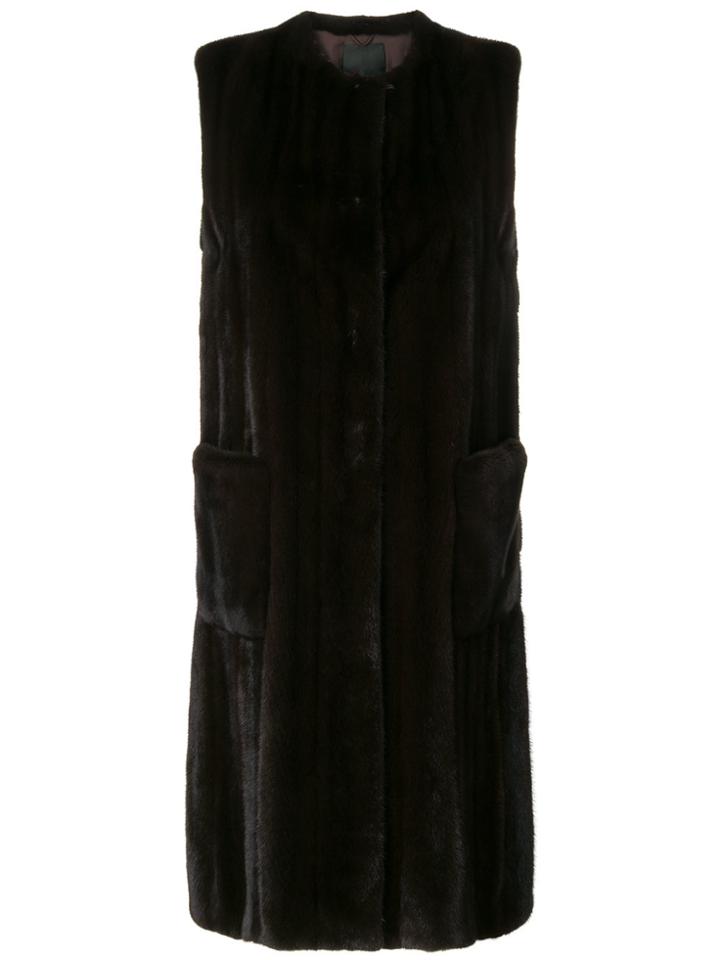 Liska Sleeveless Fur Coat - Brown