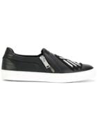 Les Hommes Slip-ons With Zip And Embroidery - Black