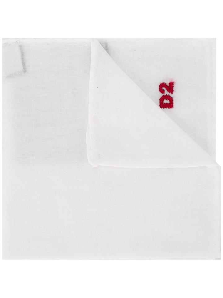 Dsquared2 - Logo Embroidered Pocket Square - Men - Cotton - One Size, White, Cotton