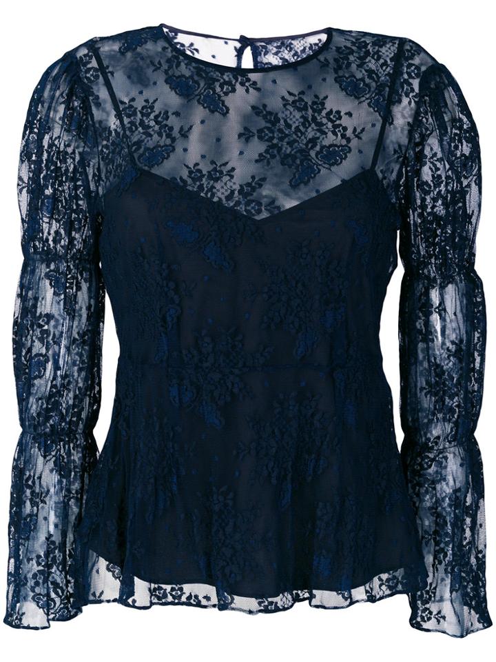 Alexa Chung Lace Pattern Blouse - Blue