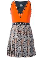 Fausto Puglisi Embellished Snakeskin Effect Dress, Women's, Size: 40, Yellow/orange, Silk/acetate/viscose/silk