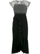 Three Floor Lace Detailed Dress - Black