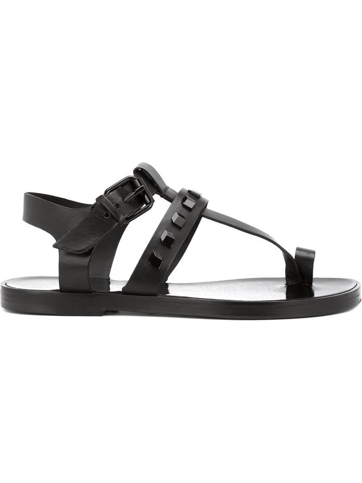 Pierre Hardy Studded Sandals, Women's, Size: 37, Black, Calf Leather/leather